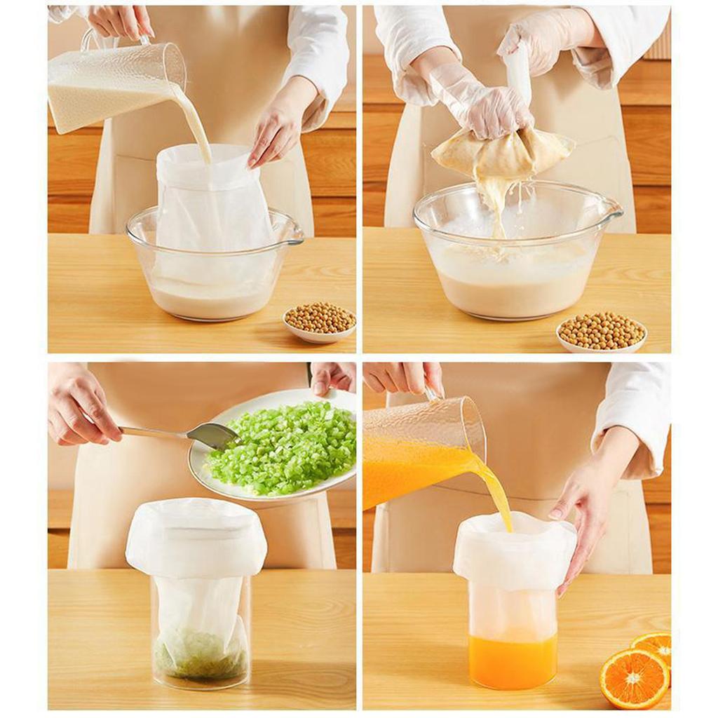 [Almencla21] Nut Milk Bag with Drawstring Brew Coffee Filter Cheesecloth Filter Bag Yogurt