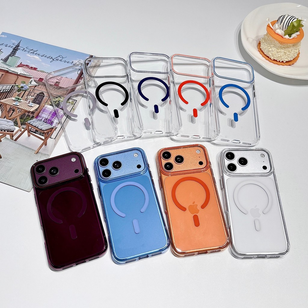 เหมาะสําหรับ Apple 17promax เคสโทรศัพท์สไตล์คู่ชาร์จแม่เหล็ก 13promax ใหม่ 15pro ง่าย 14pro กันกระแทกป้องกันกรณี 13 ความรู้สึกระดับไฮเอนด์ 16promax ผู้ชายผู้หญิงสไตล์เชลล์