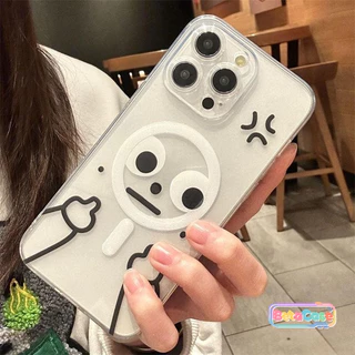 เคสโทรศัพท์โปร่งใสแม่เหล็กตลกและตลกสําหรับ iPhone 17, 16, 15, 15pro, 15plus, 14, 14pro, 14plus, 13, 13pro, 12, 11, 11pro