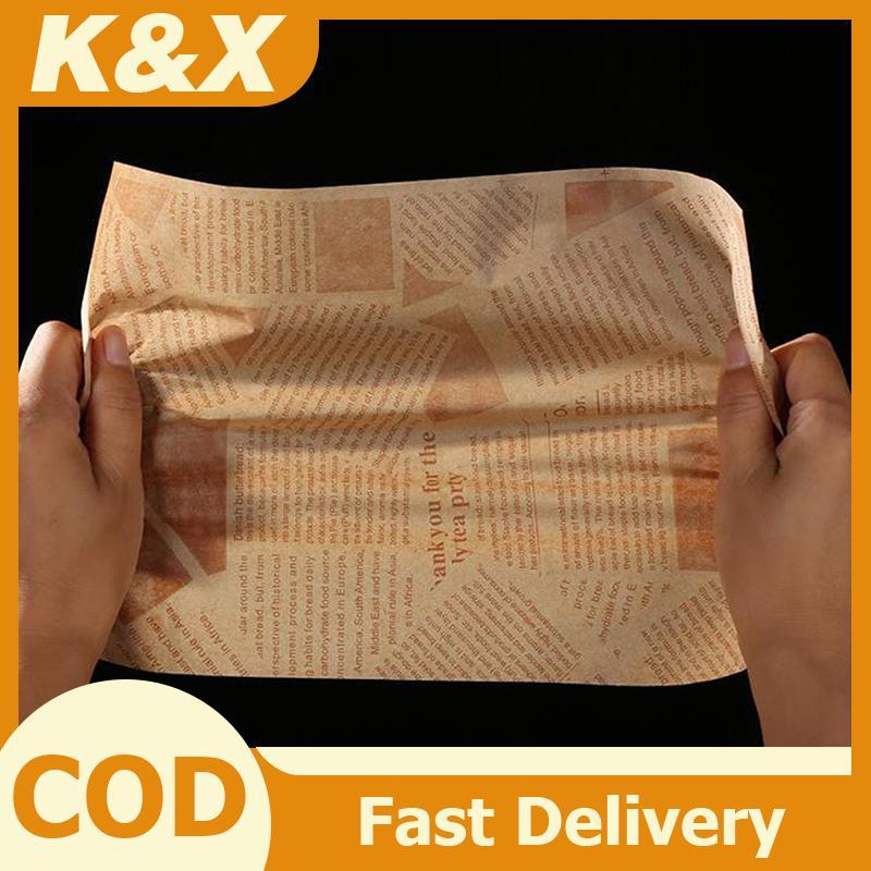 K & X 50/100pcs กระดาษกันน้ํามันสําหรับห่อแซนวิช Paaging Burger ขนมปังทอดอาหาร Fryer Air Baking กระดาษแผ่นอุปกรณ์เสริมใหม่