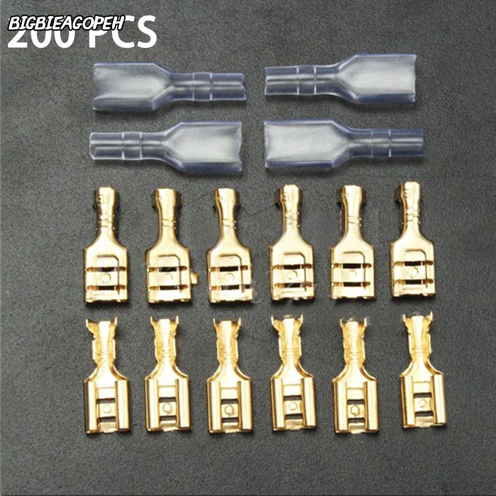 BIGBIEAGOPEH 200PCS Crimp Terminal Cable Female Spade ทนทานไฟฟ้า