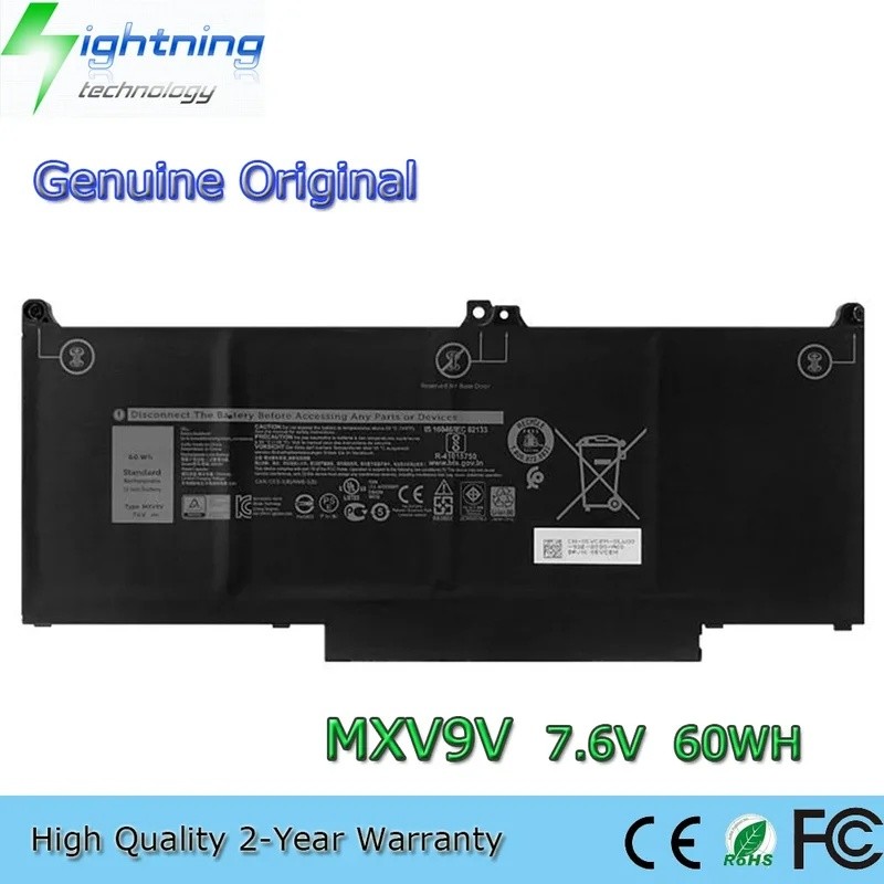 ใหม่ MXV9V 7.6V 60Wh แบตเตอรี่แล็ปท็อปสําหรับ Dell Latitude 5300 5310 7300 7400 5VC2M N2K62