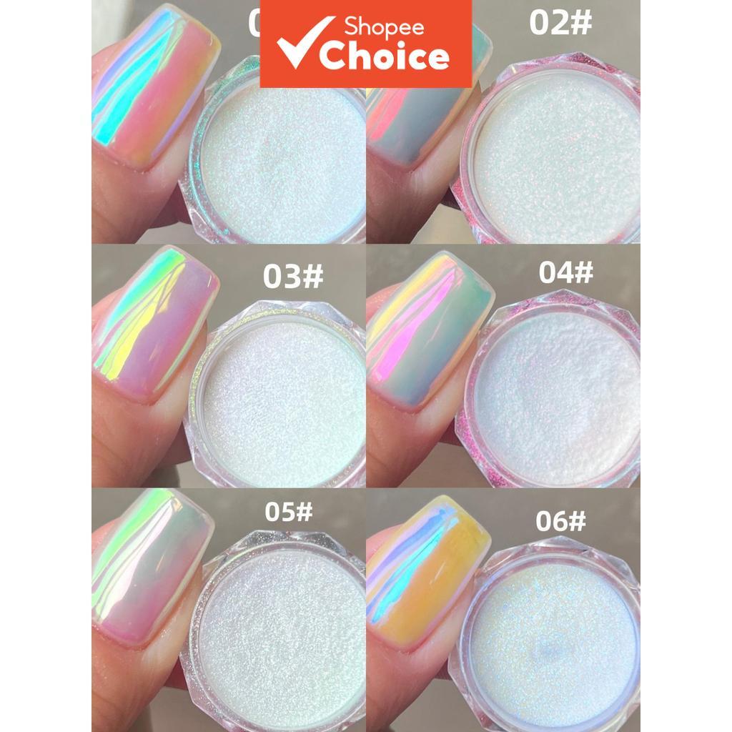 Chameleon Pearl Powder - 6 สีโฮโลแกรม, เหมาะสําหรับแฟชั่น DIY Nail Art 1/6 ชิ้น/เซ็ต