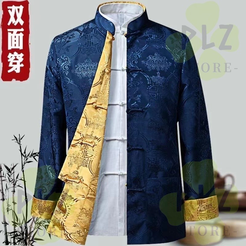T ชุดผู้ชายแขนยาว Han ชุด/Tang Top/Tang Plus ขนาด/Tang Boy สไตล์เสื้อสูทผู้ชาย/เสื้อผ้าใหม่เสื้อผ้า 