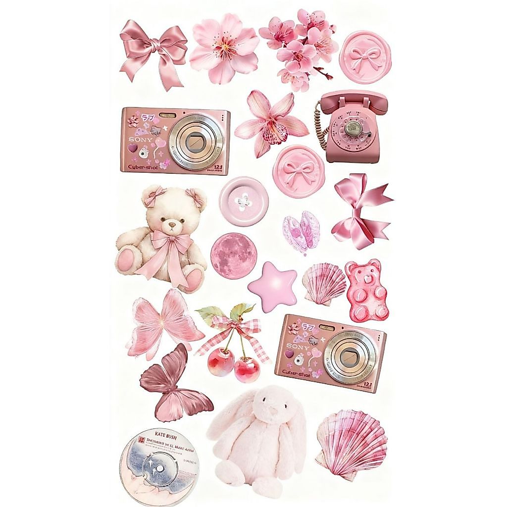 สติ๊กเกอร์ COQUETTE PINK AESTHETIC เมื่อซื้อขั้นต่ํา 4 .สามารถ Mix-Non Cutting Stickers - Cool Aesth