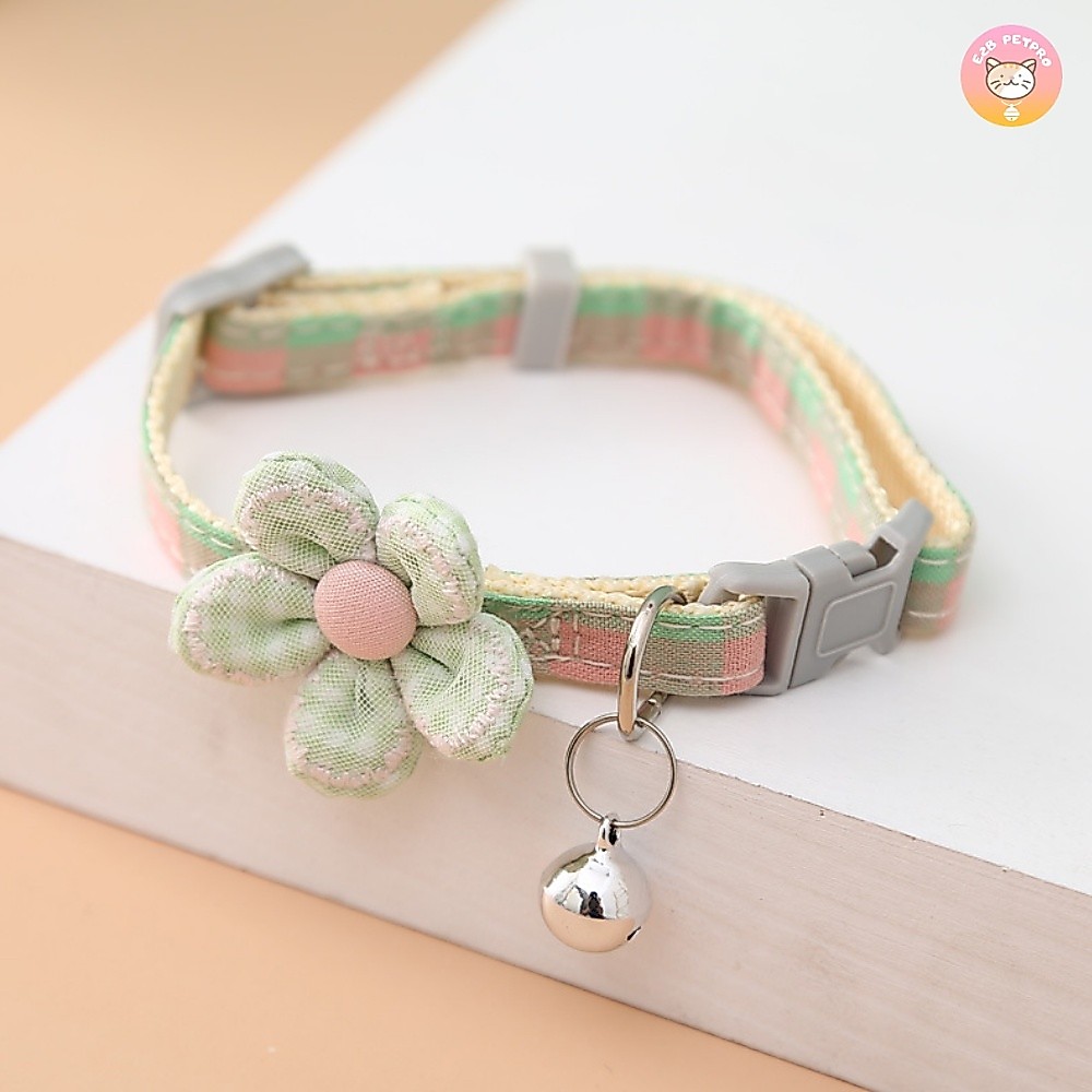 ปลอกคอแมว ปลอกคอสุนัข ปลอกคอดอกไม้4สีน่ารัก พร้อมกระดิ่ง รูปที่ 7