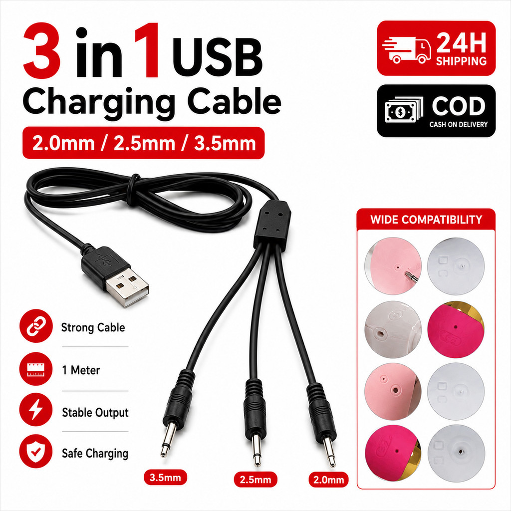 ✨สายชาร์จ 3 in 1 หัว DC 2.5 ใช้งานได้หลายอุปกรณ์-ปลอดภัย ขนาดเล็ก-พกพาง่าย รองรับการชาร์จอย่างรวดเร็ว