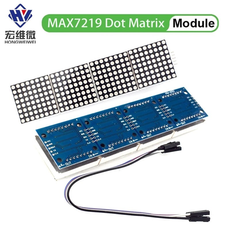 MAX7219 Dot Matrix โมดูล 32x8 4 in 1 จอแสดงผล LED โมดูลไดรฟ์ 5Pin สายไฟสําหรับ Arduino Raspberry Pi 