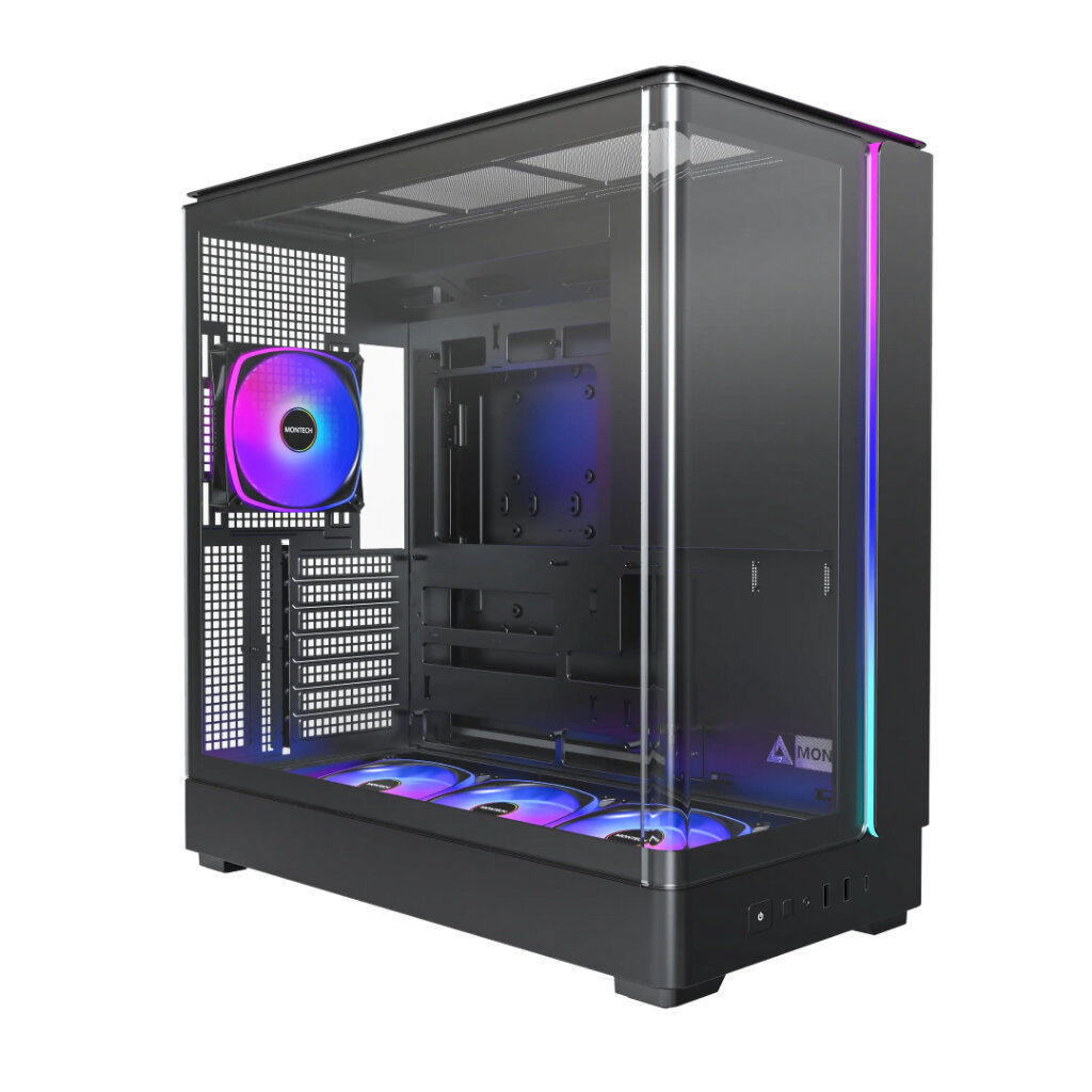 MONTECH KING 45 PRO BLACK With 4x ARGB Fan Curved Panoramic Glass Mid Tower ATX Case