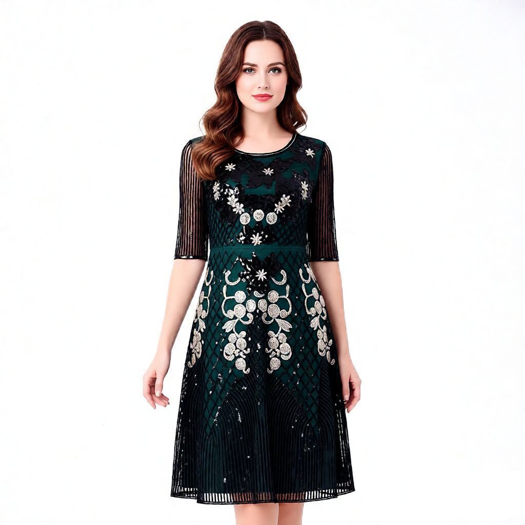 1920 Retro Dress S-4XL ยุโรปอเมริกัน High-End Sequined Dress เครื่องแต่งกายประสิทธิภาพ