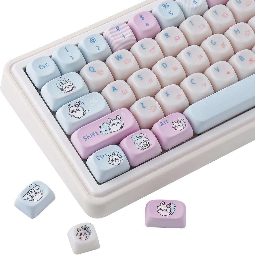 ปุ่มกด PC&PBT, ชุดปุ่มกด Chiikawa น่ารัก, Jelly Jade & Dye-Sublimation | Custom MOA Profile Key caps