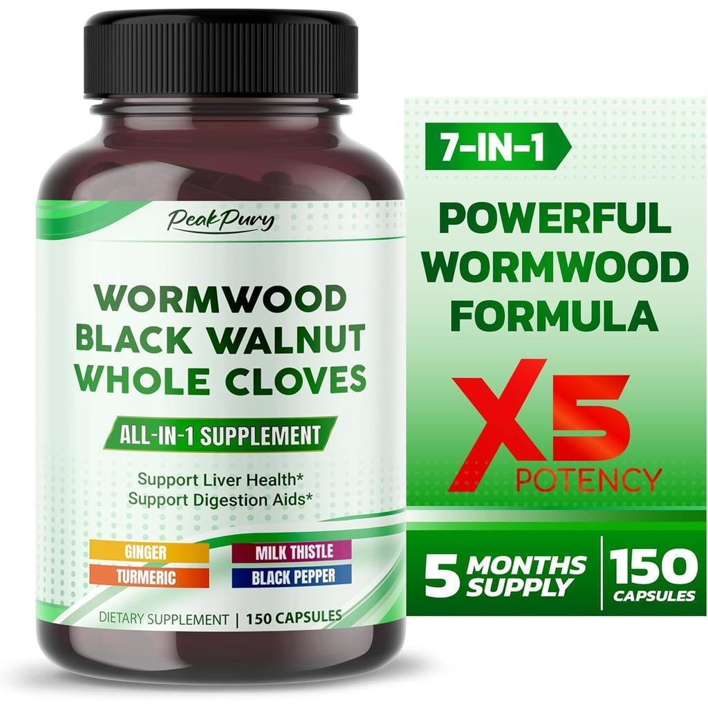 All-in-1 Wormwood Black Walnut Whole Cloves Ginger - รองรับตับ Health & Aids Digestionon - ผลิตในสหร