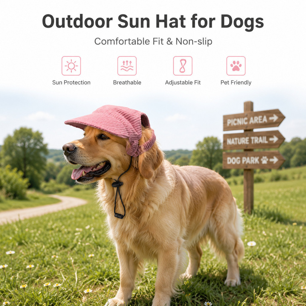 สัตว์เลี้ยงสุนัข Sun Visor หมวกปรับ Drawstring Puppy หมวกป้องกันแสงแดดกลางแจ้งหมวกกันลมสําหรับเดินชายหาดเดินป่า