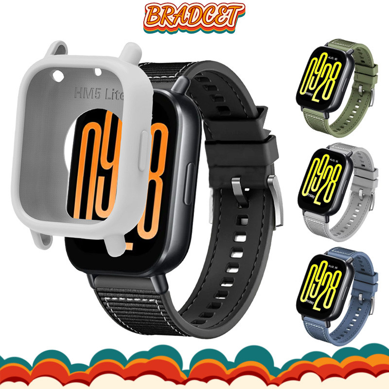 สายพานซิลิโคน ไนลอน แบบปล่อยเร็ว ตัวครอบยาง for Redmi Watch 5 Active/mi Watch 5 Lite สายรัดป้องกันหน้าจอ