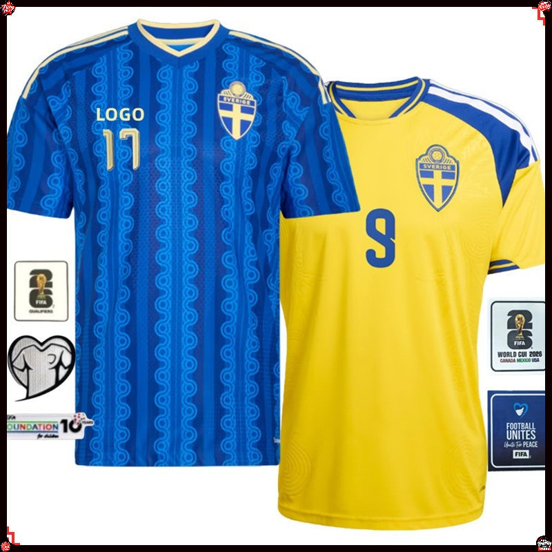 [Fans Edition Sweden 2026/27 Mens Sweden HomeAway Football Shirt เสื้อยืดแขนสั้น 2XS-6XL