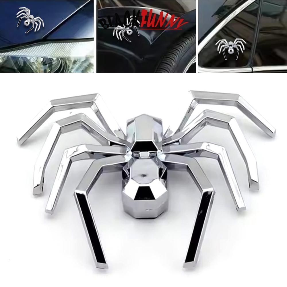 BLACKFUNNY 3D รถสร้างสรรค์รถจักรยานยนต์ Spider Design Decal สติกเกอร์รอยขีดข่วนรถยนต์ตกแต่ง F8U8