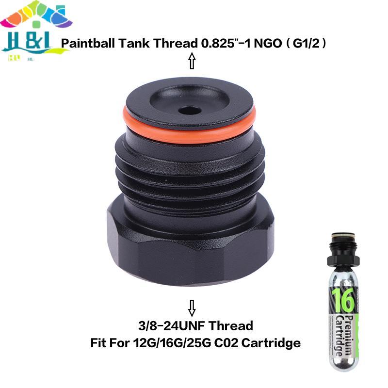 H&L 12G 16G 25G Co2 กระบอก 3/8-24UNF เกลียวเป็น G1/2-14 มาตรฐานถังแปลงอะแดปเตอร์ {th}