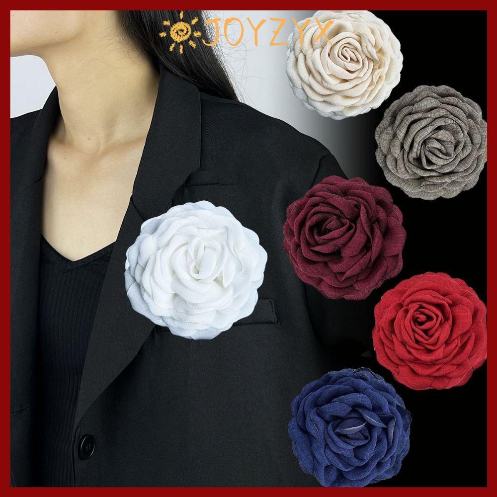 in stockJOYZYX Camellia เข็มกลัด, เข็มกลัดปกสไตล์ฝรั่งเศสหลายชั้น, เครื่องประดับชุดดอกไม้ขนาดใหญ่ 9 ซม.