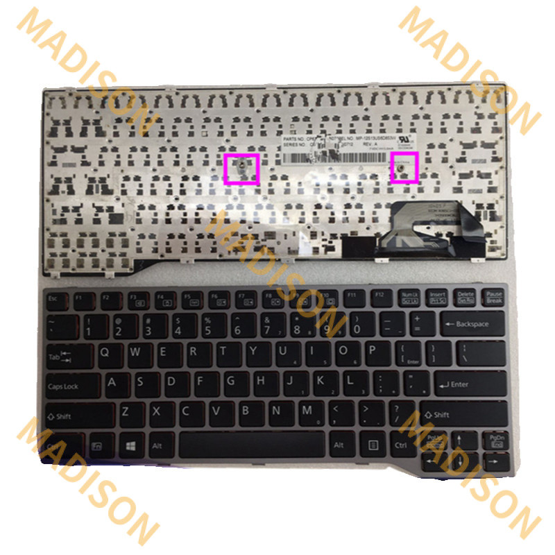 แป้นพิมพ์แล็ปท็อปสําหรับ Fujitsu Lifebook T725 T726 Q775 Q737 Q736 Series กรอบเงิน เค้าโครง US