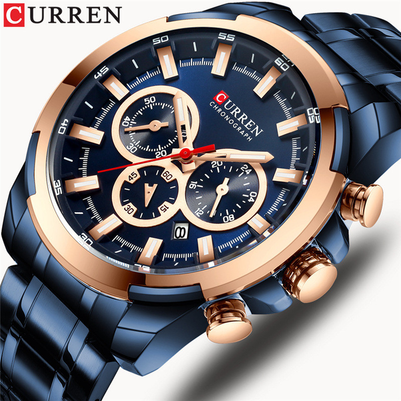 CURREN 8361 นาฬิกาข้อมือชาย ควอตซ์ กันน้ำ สายสแตนเลส
