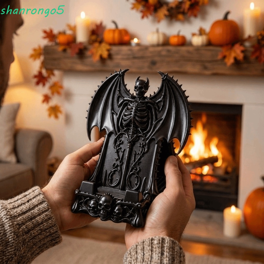 ZONAL ที่วางโทรศัพท์กะโหลก, Spooky Dark Fantasy Devil Bat ชั้นเก็บโทรศัพท์, พลาสติกสากล 3D พิมพ์ผู้ถือโทรศัพท์มือถือที่มั่นคงตกแต่งบ้าน