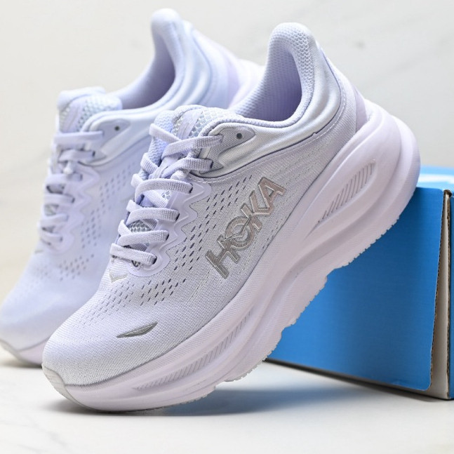 HOKA ONE ONE Bondi 9 Retro สบาย Anti-slip สวมใส่ Low-Top รองเท้าวิ่งสีม่วงอ่อน 8W97