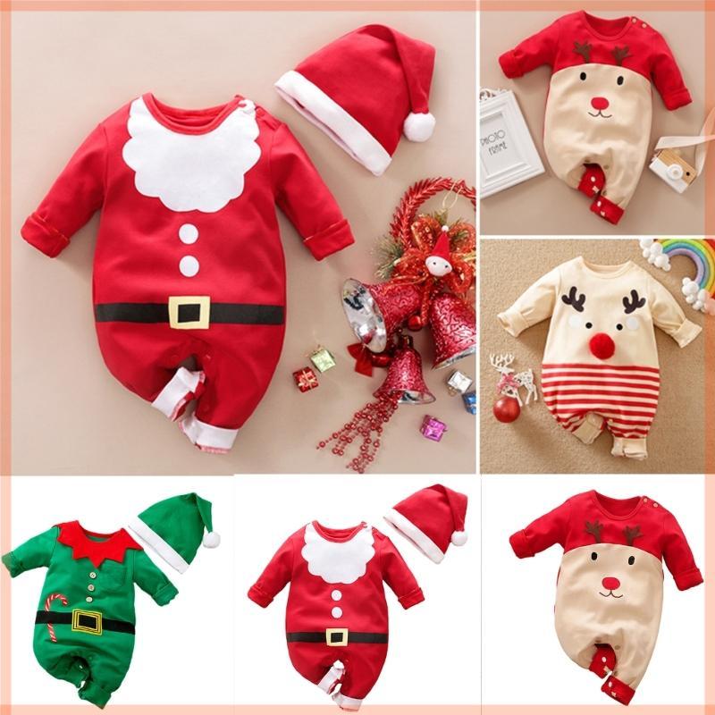 CC Festive Baby Santa คอสเพลย์เครื่องแต่งกายคริสต์มาสแขนยาว Jumpsuit ทารก Romper 0-24M เด็กการถ่ายภา
