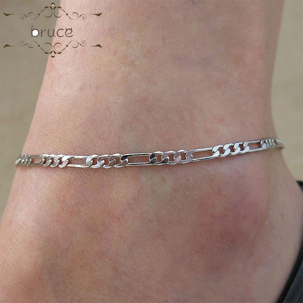BRUCE Anklet Link Foot Chain Alloy Men ประมาณ Figaro Jewelry