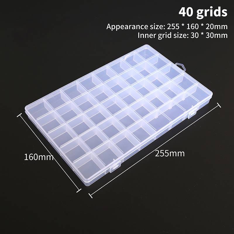 F & P แบบพกพากล่องเก็บโปร่งใส 12/28/40 กริดพลาสติก Clear Organizer พร้อมฝาปิดกล่องสําหรับเครื่องประด