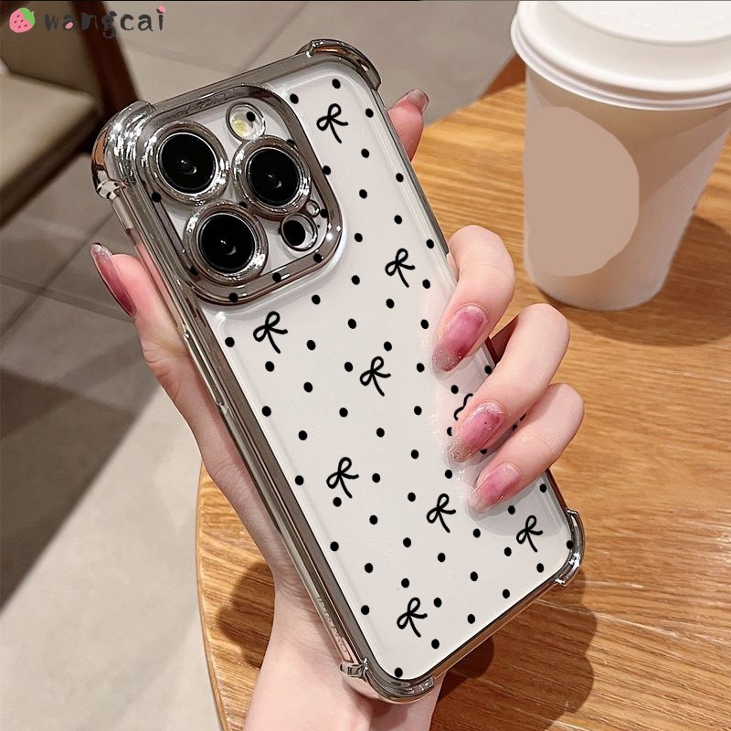 สําหรับOPPO A97 A96 A95 A94 A93 A79 A78 A77 A77s A57 2022 A57s A57eเคสโทรศัพท์Simple Black Polka Dot