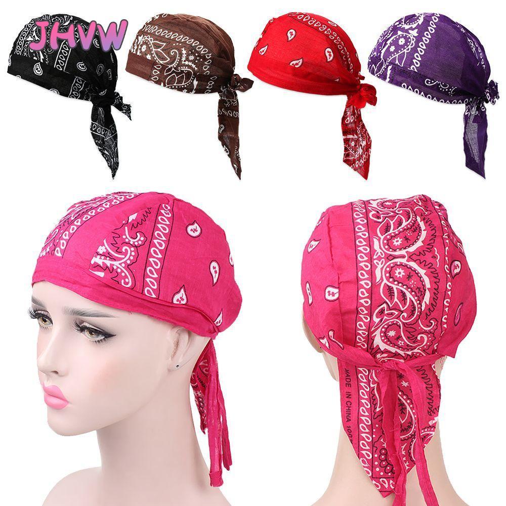JHVW Pirate Hat Adjustable Cancer Chemo Hat Cotton Headscarf Bandana