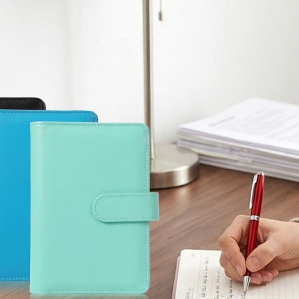 6 ชิ้น A6 Binder กลไก-Binder Planner รีฟิล A6 Planner พร้อมกระเป๋าการ์ดโน้ตบุ๊คหนังพร้อมปากกา Loop อ