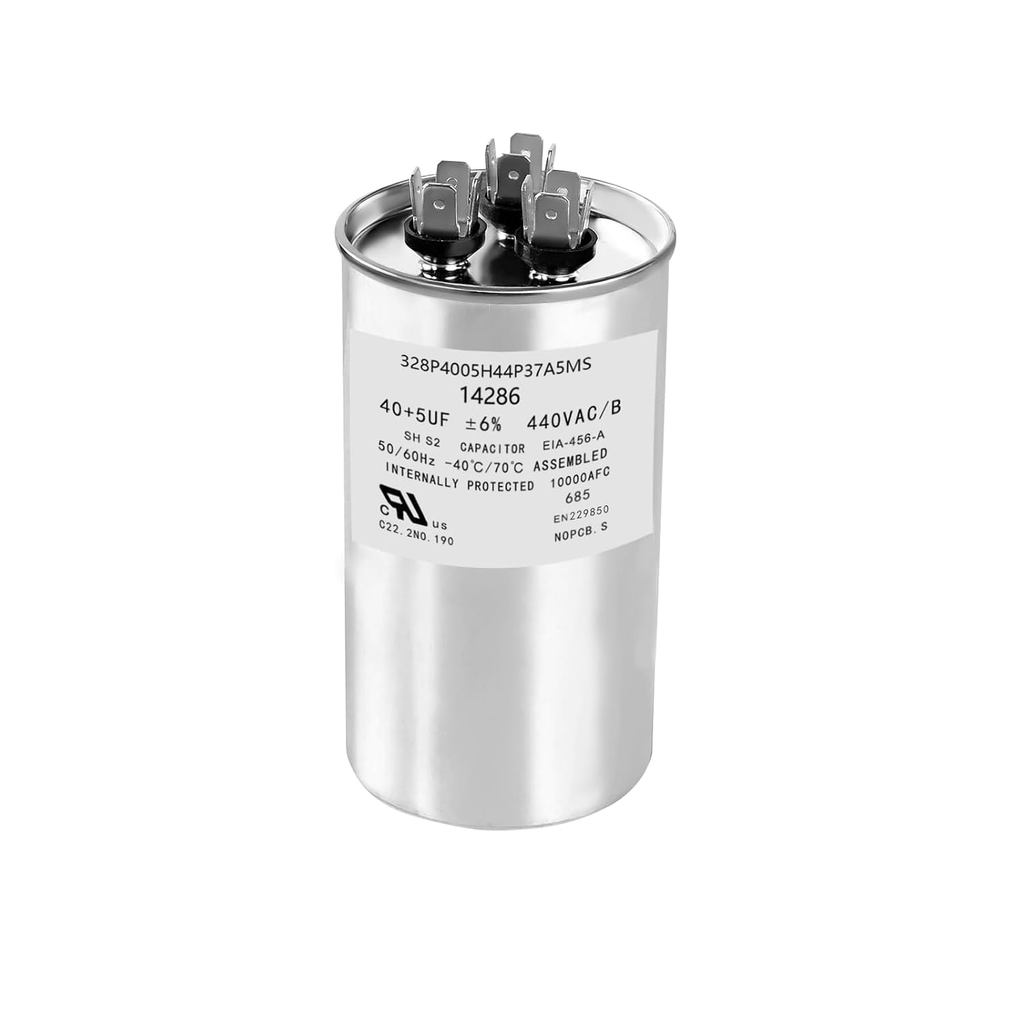 40+5 uf MFD 370/440 VAC Dual Run ตัวเก็บประจุกลม, Universal AC Capacitor สําหรับเครื่องปรับอากาศ HVA