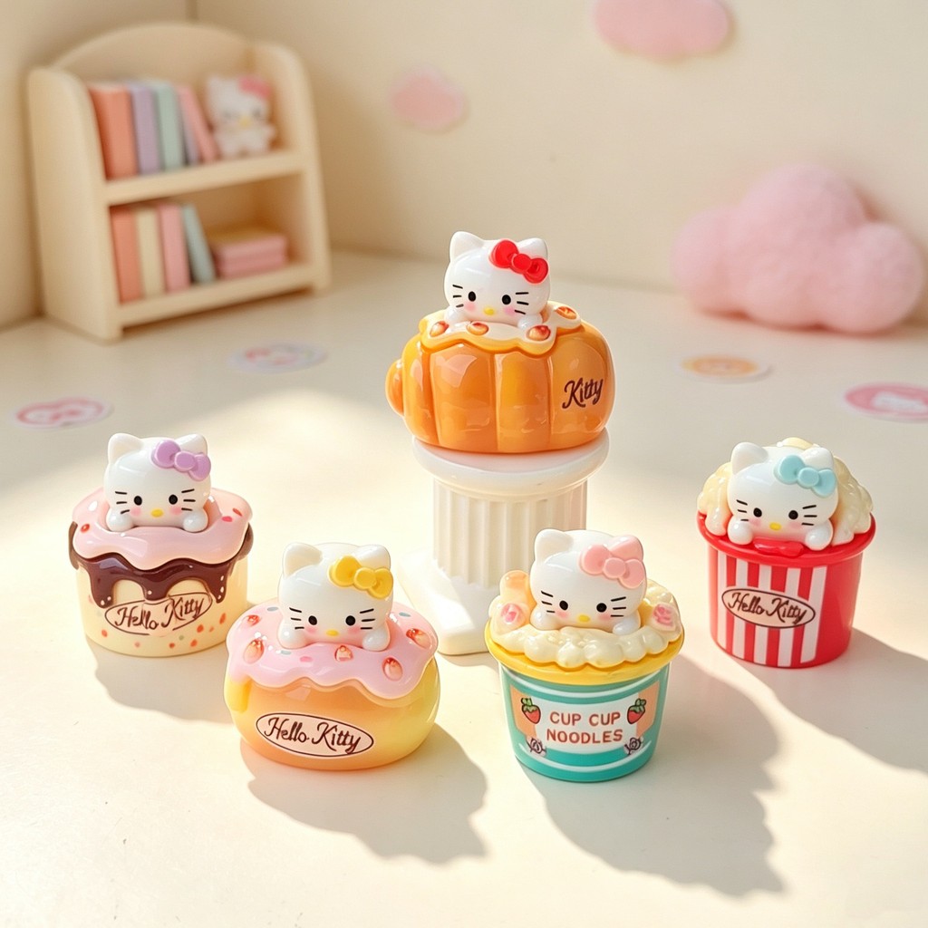 5 ชิ้นแมวน่ารักขนมอาหารขนมปังเค้ก 3D เรซิ่น Charms สําหรับ DIY (6-262)