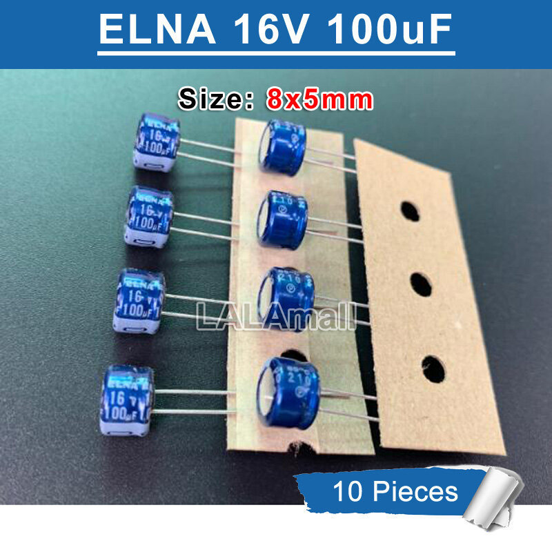 10pcs ELNACapacitor 100UF16V Through Hole Electrolytic Capacitor 16V100UF 100UF16V 8*5 มม.ใหม่