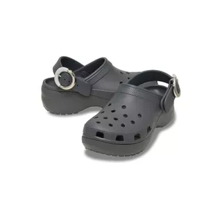 CROCS รองเท้าลำลองผู้หญิง CLASSIC PLATFORM DIPPED BUCKLE CLOG - CARBON