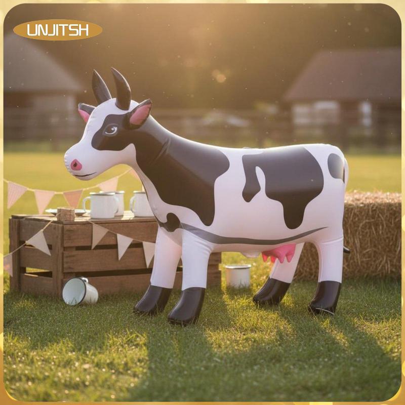 [unjitsh] 4 ชิ้น Inflatable Bovine เหมือนจริงพองนม Bovine สนามหญ้าตกแต่ง Party Decor สําหรับฟาร์ม Ga
