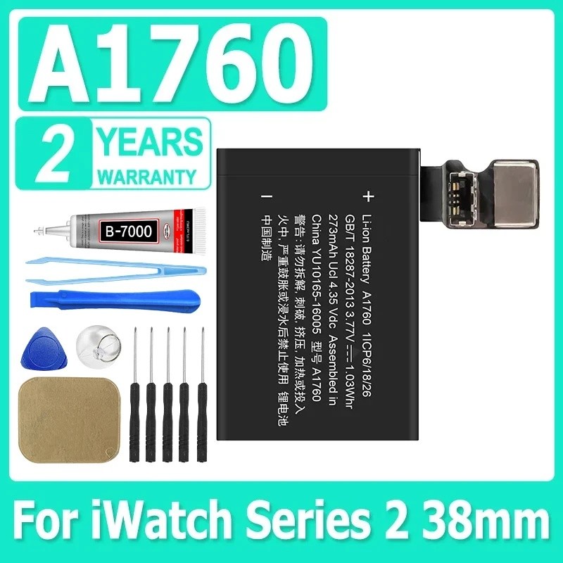 แบตเตอรี่ A1760 สําหรับ Apple Watch Series 2 38 มม.A1760 A1757 273mAh Series2 38 มม. + เครื่องมือฟรี