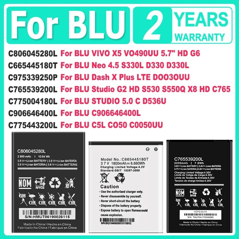 XDOU C775004180แอลซี975339250พีซี775443200L แบตเตอรี่สําหรับ BLU VIVO Neo Dash Studio X G2 4.5 5.0 X