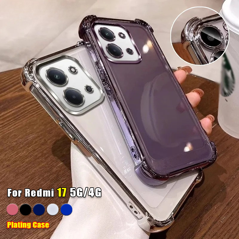 สีปลอกใสสําหรับRedmi 17 15 Redmi17 สีแดงMi 5G 4G Electroplate TPUเคสโทรศัพท์Airกระเป๋ากันกระแทกปลอกป้องกันAnti-Fallนุ่มปกหลัง