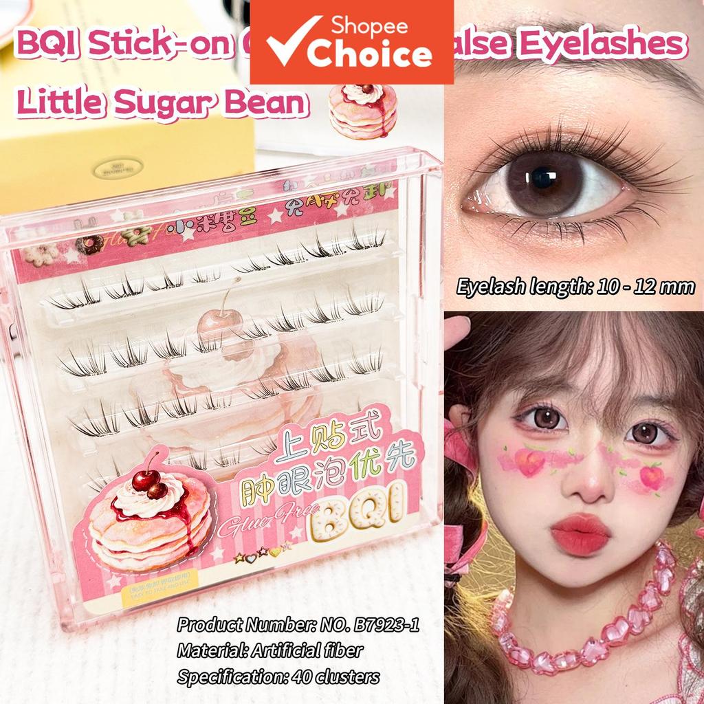 Bqi No-glue Natural Angled Lashes ขนตาปลอมน้ําหนักเบาโปร่งใสดู