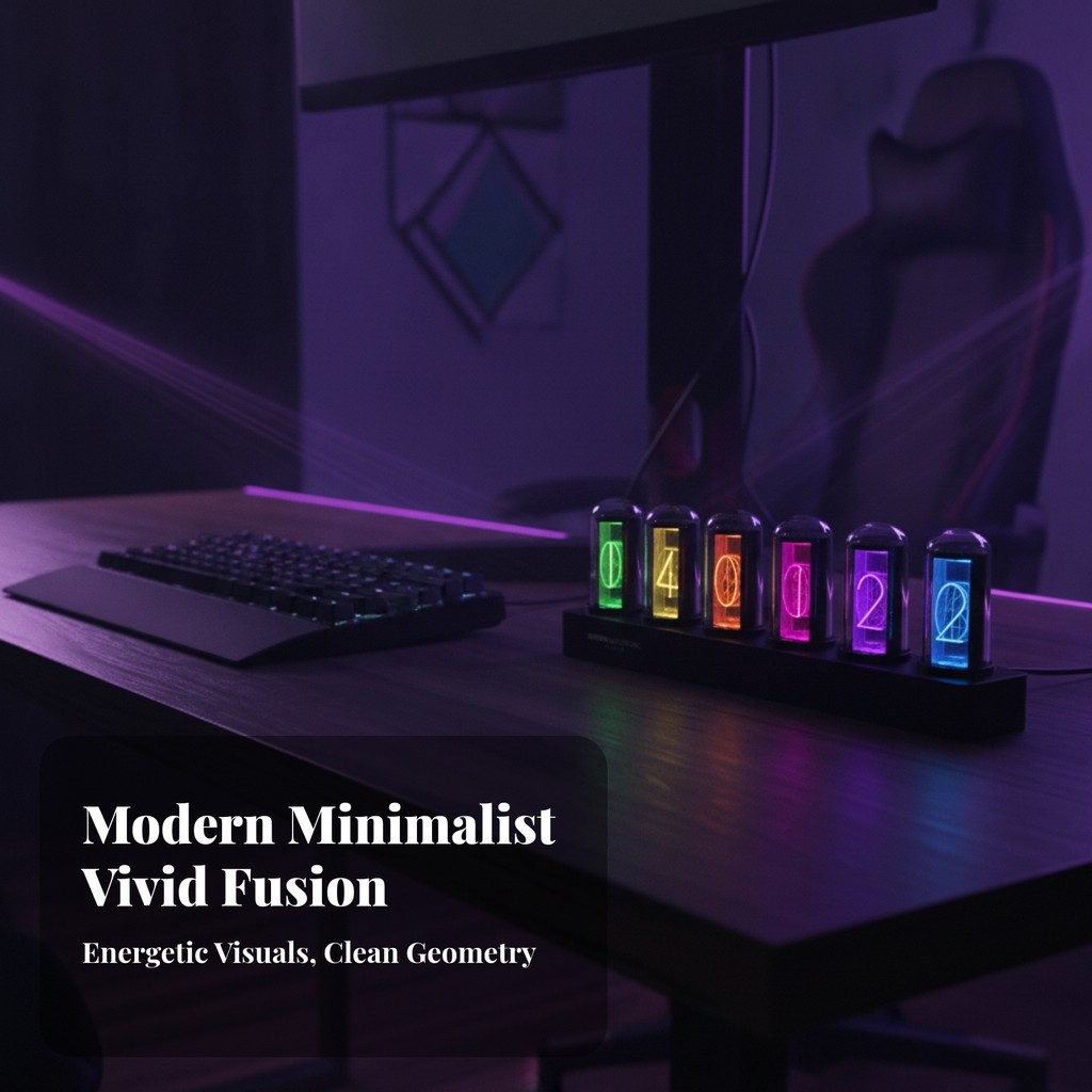 Nixie Tube Clock Dynamic Lighting นาฬิกาสไตล์ Nixie Powered Wi-Fi สําหรับนักเล่นเกม โต๊ะ ชุดเกมมิ่ง