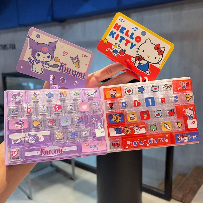 26Grid คีย์บอร์ด Key Clicker Fidget พวงกุญแจปุ่ม Keycap Finger คีย์บอร์ดหมวก Cat คีย์บอร์ดบรรเทาความเครียด Pinch ของเล่น