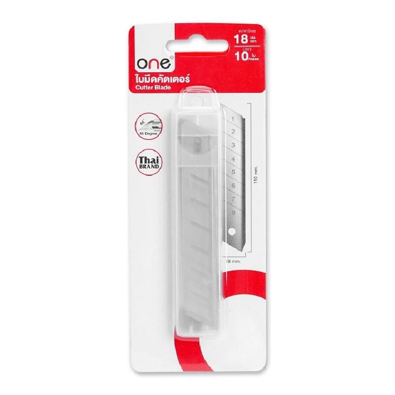 ใบมีดคัตเตอร์ 18 มม. (หลอด 10ใบ) ONE SX18T-10A