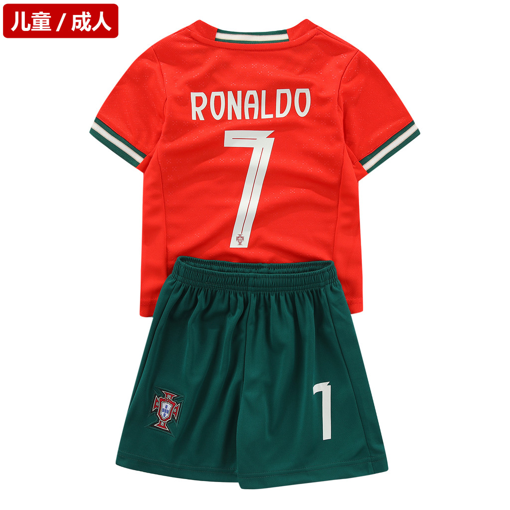 Portugal C Ronaldo jersey กางเกงขาสั้นเด็กผู้ใหญ่ Quick-Drying Football jersey พิมพ์ขนาด Ronaldo jer