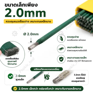 ลวดเชื่อมคุณภาพสูง 2.0มม. 100ชิ้น เชื่อมเหล็กบางไม่เจาะ ไฟเสถียร ไม่กระเด็น มืออาชีพ