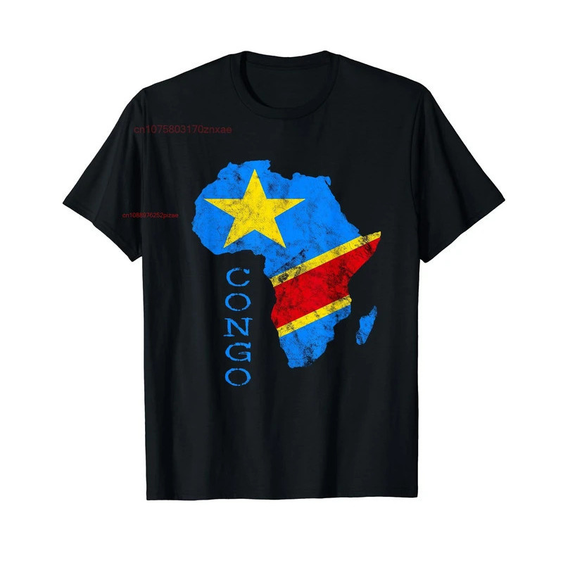 เสื้อยืดผ้าฝ้าย 100% ลายแผนที่คองโก ธงชาติคองโก รากเหง้าแอฟริกา ความภาคภูมิใจ DRC สำหรับผู้ชาย ผู้หญ
