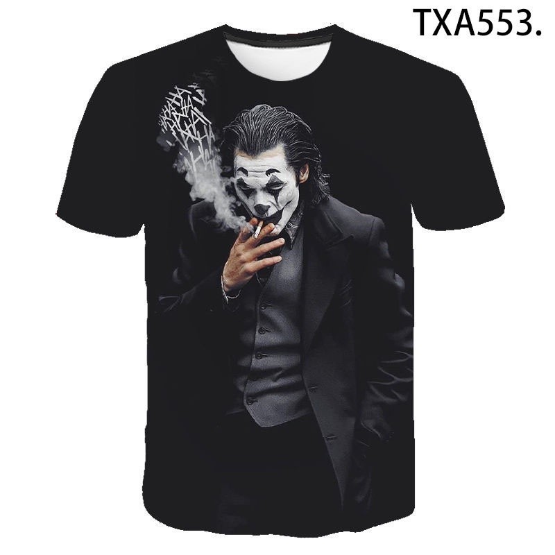 ผู้ชาย 3D Joker แขนสั้นสนุกเสื้อยืดและเสื้อยืด Joker 3D พิมพ์เสื้อยืดผู้ชาย Joker Face