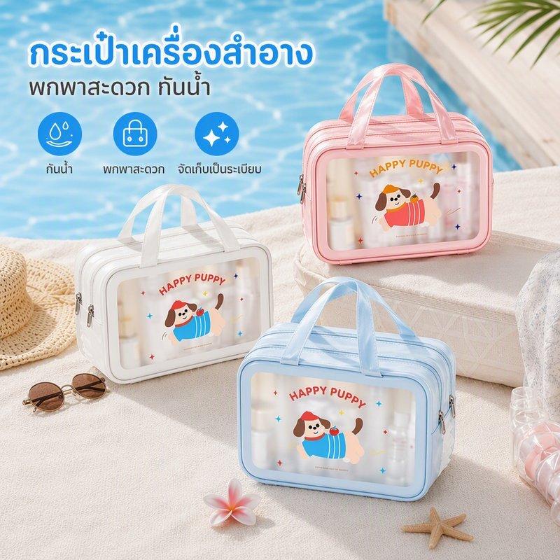 กระเป๋ากันน้ำ แยกเปียกแห้ง กระเป๋าว่ายน้ำ กระเป๋าฟิตเนส พกพา กระเป๋าเครื่องสำอาง ความจุใหญ่ ลายการ์ตูน