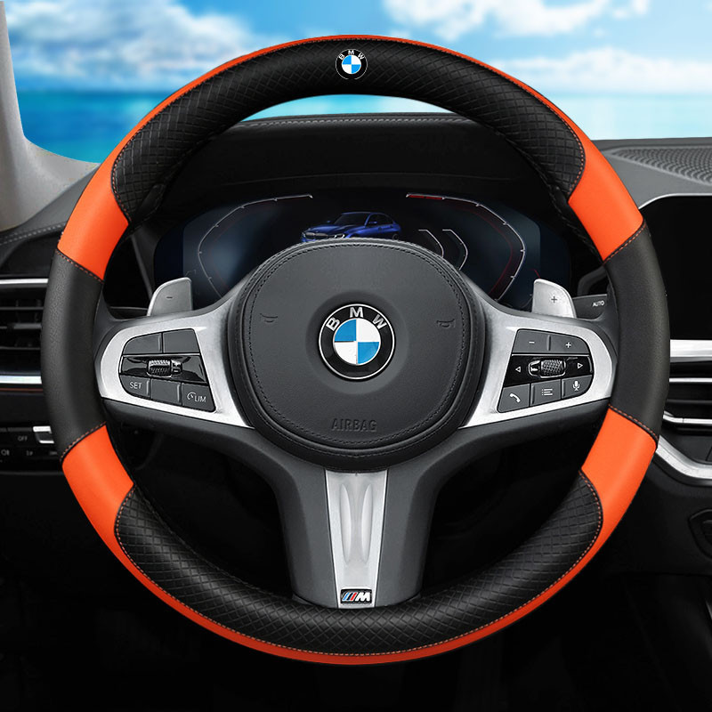 ไม่มีกลิ่นบาง BMW พวงมาลัยรถหนังไมโครไฟเบอร์พวงมาลัยรถลื่นอุปกรณ์เสริมสําหรับ BMW M3 M4 x1 x2 x3 x4 